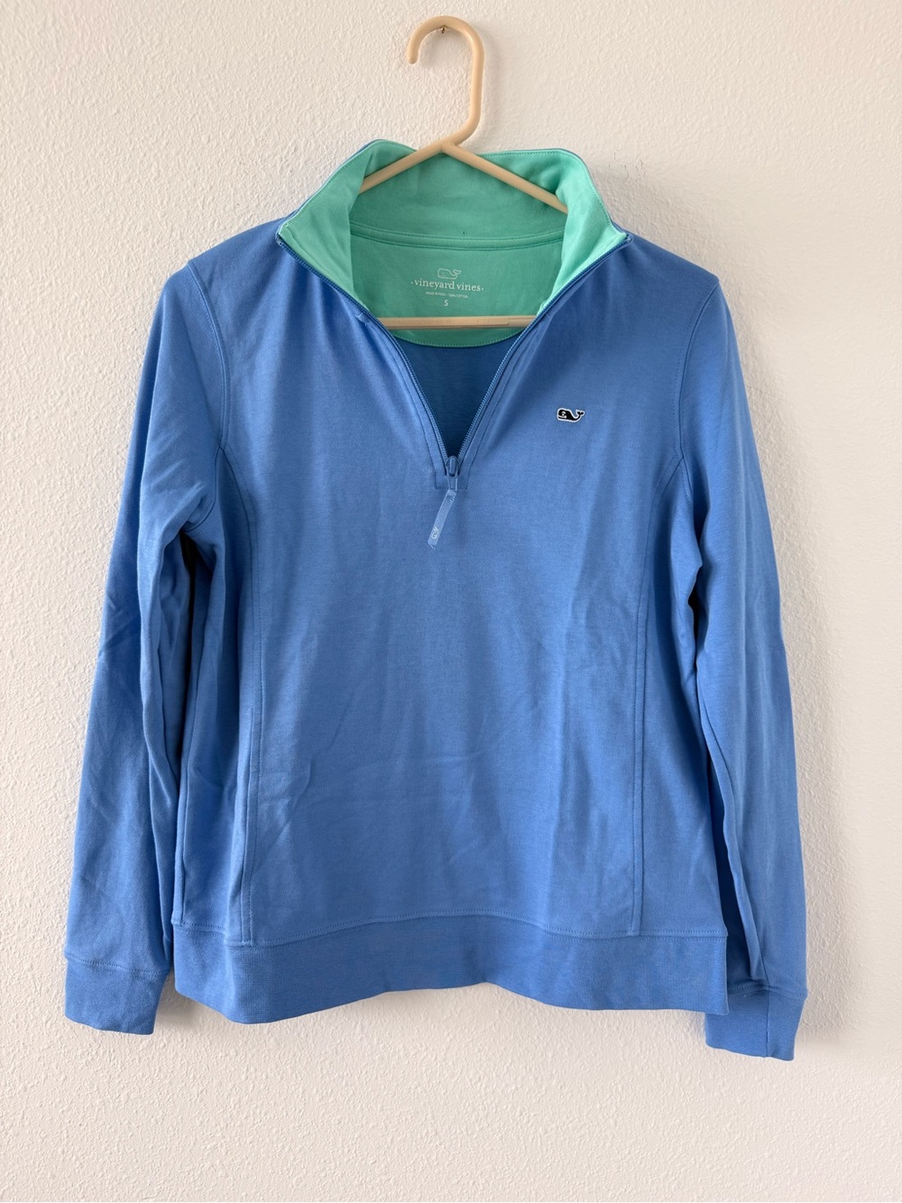 Vineyard Vines Bright Blue Half-Zip Pullover with Teal Inner Collar - Picture 2 of 8
